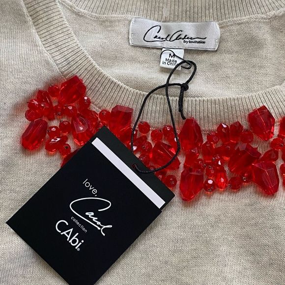 NWT Cabi Love Carol By Invitation Size Medium Rock Candy Short Sleeve Sweater St - Picture 4 of 4